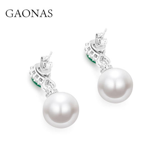 GAONAS 仿珍珠耳饰 时尚显贵奢丽14mm白色珠耳环11707EW 商品图2