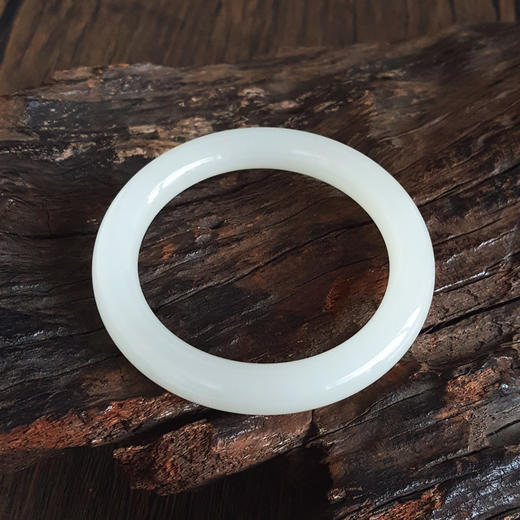 【天然正品】天然青海老料圆条细腻油润度佳一级白54号和田玉手镯54号（皆取最大值）女士080425AH04 商品图3