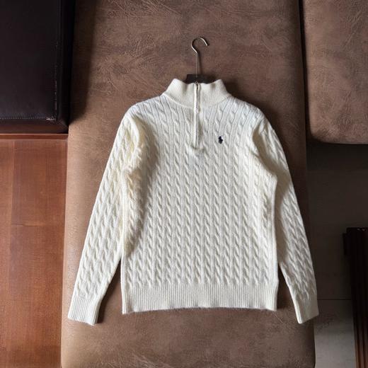 D110426四色半拉链立领小马刺绣绞花编织针织衫毛衣男女同款 商品图6