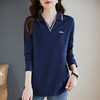 翻领长袖t恤女秋季2026新款胖mm宽松大码女装显瘦POLO衫洋气上衣 商品缩略图0