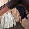 D110426四色半拉链立领小马刺绣绞花编织针织衫毛衣男女同款 商品缩略图0