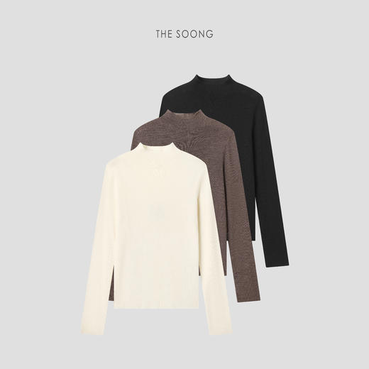 THESOONG|"三醋酸羊毛无缝一体"经典高支软糯肤感立领毛衣HWMY7205 商品图0