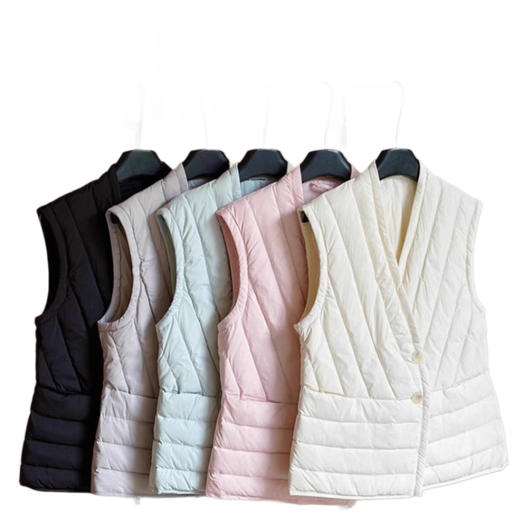 丁摩无领内胆女士马甲V领轻薄羽绒服保暖外套大码坎肩背心AL8811 商品图4