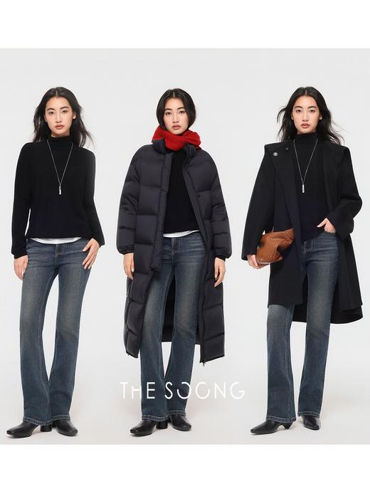 THESOONG|隽永复古炒砂洗水线条感中腰弹力丹宁牛仔裤HBNZ7077 商品图6