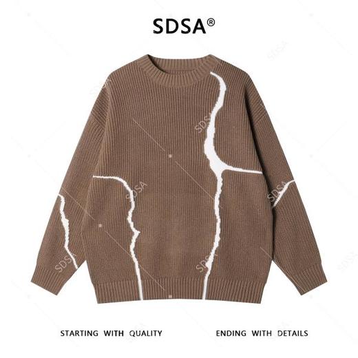 243026SDSA男士秋冬新款痞帅男装韩版简约撞色圆领毛衣百搭慵懒风针织衫 商品图1
