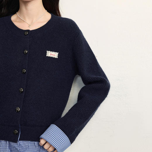 【年货节】熙世界高知穿搭miu系格纹拼接假两件针织衫毛衣女2025年秋冬新款 商品图4