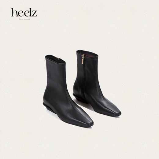 【黑檀木】heelz设计师手工鞋履｜H小方跟弹力羊皮瘦瘦靴 3公分 商品图1