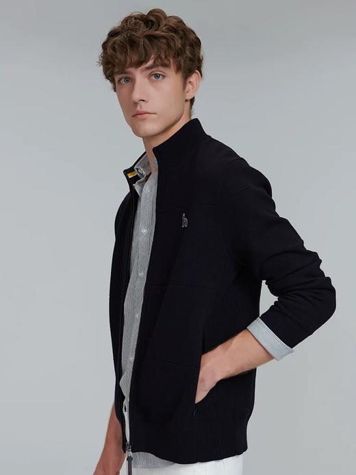 D110419秋冬新品男士上衣纯色长袖针织开衫拉链保暖外套 商品图11