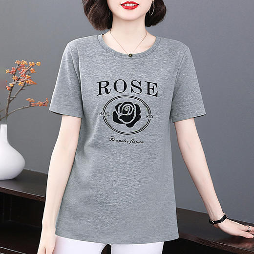 芳妮诗纯棉t恤女短袖休闲大码宽松女装2026新款夏季胖mm女士上衣 商品图2