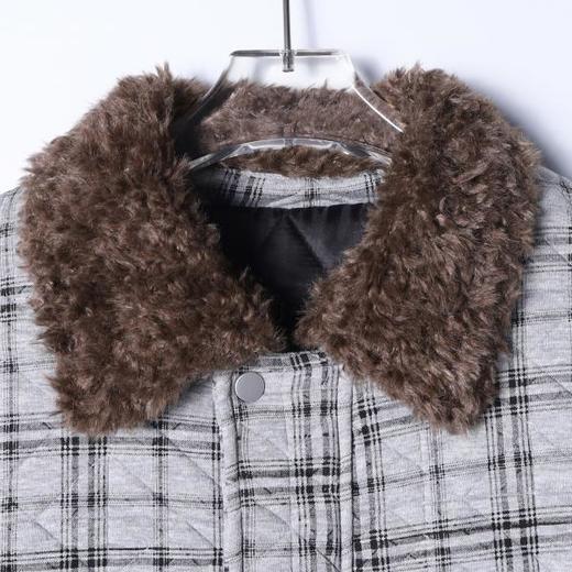 42763SDSA男士秋冬新款痞帅男装韩版宽松拼接格纹翻领夹克外套百搭时尚 商品图2