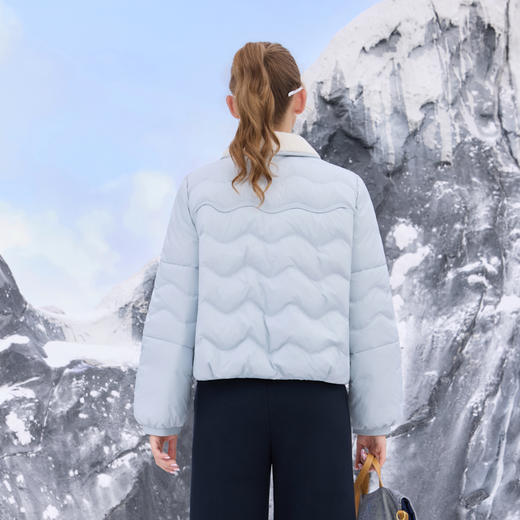 半身缘女装 冬季波浪纹时尚蓬松保暖翻领羽绒服254113U01740134 商品图4