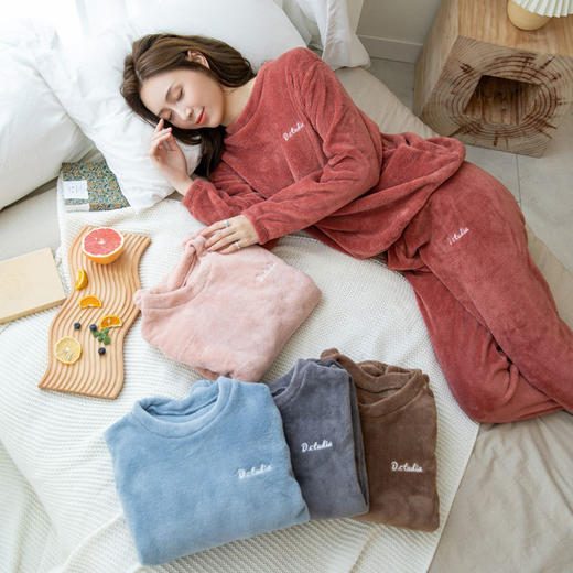 珊瑚绒仙女暖暖套装冬季加绒保暖家居服宽松懒人两件套学生睡衣宽松家居服 商品图0