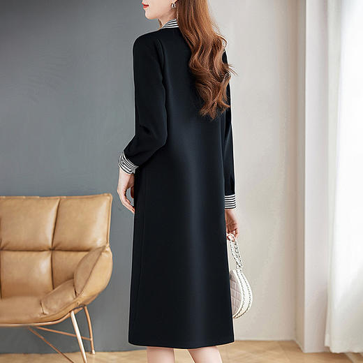小个子黑色连衣裙女长袖2026春秋季新款大码胖mm高级大码翻领裙子 商品图4