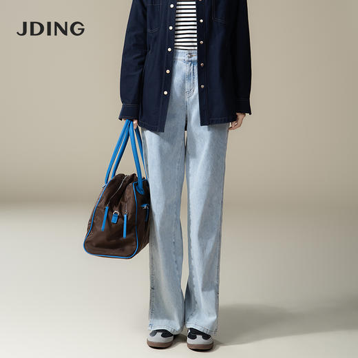 【商场同款】CJTJ304 “时髦长款开叉裤” 好穿显瘦的蓝色牛仔裤 裤口开叉 行走灵动自然 柔软弹性 坐立舒适不拘束 商品图3