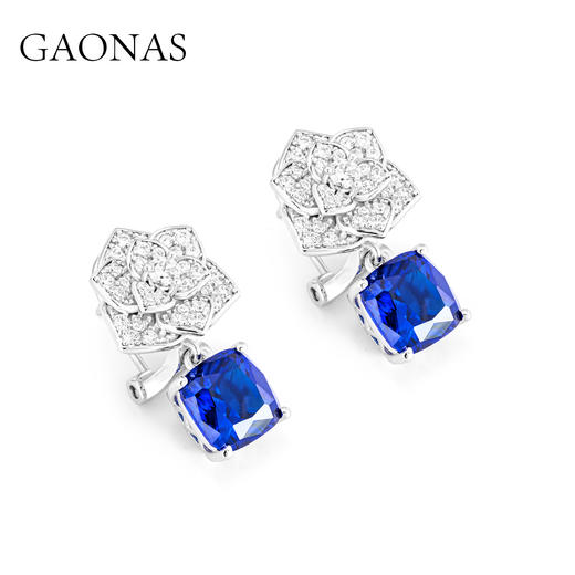 GAONAS高纳仕 春花浪漫 贵气蓝色花朵耳环时尚耳坠 商品图1