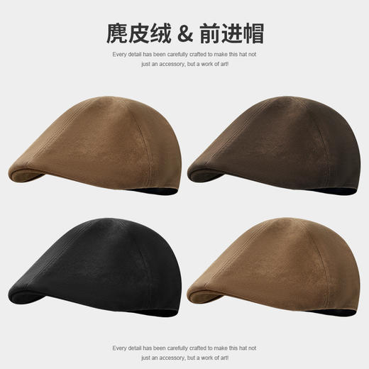 【喵小仟 秋冬麂皮绒帽子合集】  网红休闲 复古百搭 显脸小头包脸 商品图6