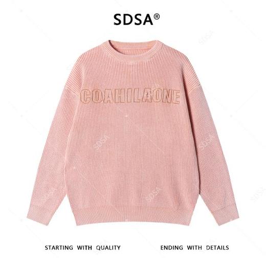 22120SDSA男士秋冬新款痞帅男装慵懒风简约刺绣字母圆领毛衣百搭宽松 商品图1