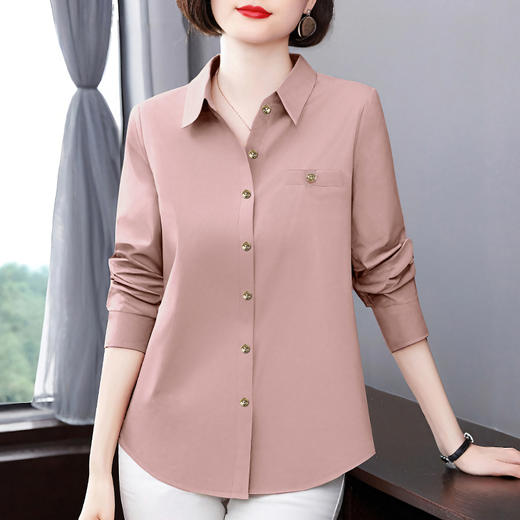 纯棉衬衫女春秋2026年新款休闲外套减龄女士长袖翻领衬衣大码上衣 商品图1