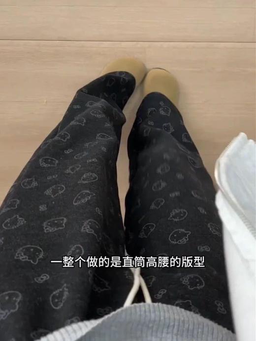【YW】无忧购加绒款韩系可爱kitty猫腰头拼色休闲垂感阔腿糯米裤（截单后7天发货) 商品图6