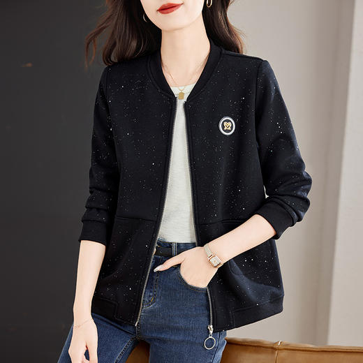 休闲大码棒球服外套女春季2026新款中年妈妈黑色夹克女士上衣薄款 商品图3