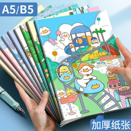 【双面书写不渗墨❗️米黄护眼纸不疲劳】A5笔记本可爱卡通学生记事本大号B5记账本创意高颜值软抄缝线本子。hc 商品图0