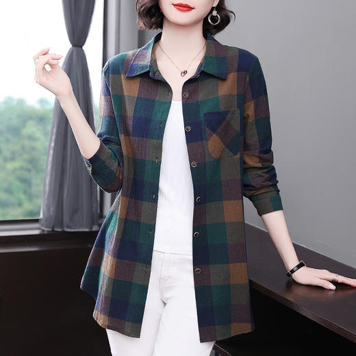 2026春款女装今年流行爆款别致漂亮衬衫复古格子外套长袖上衣百搭 商品图3