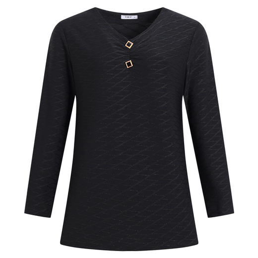 长袖t恤女春秋2026年新款大码女装V领打底衫中年妈妈宽松显瘦上衣 商品图4