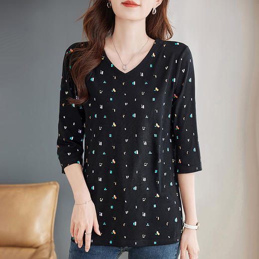 大码七分袖上衣女夏季2026年新款女装短袖妈妈宽松纯棉中袖t恤女 商品图2