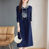 女士连帽卫衣裙秋装休闲宽松长袖连衣裙新款大码女装撞色直筒裙 商品缩略图0