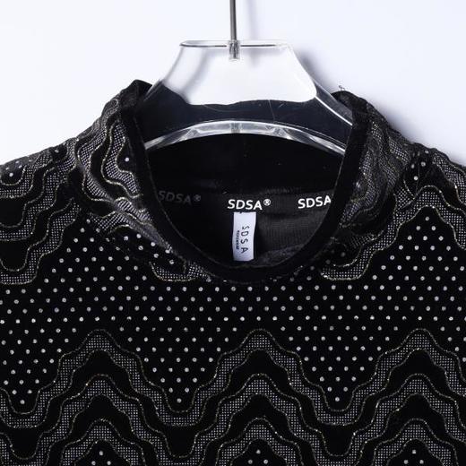 T4986SDSA秋冬新款痞帅男装潮牌撞色绒面波点半高领长袖T恤简约百搭 商品图2