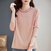 休闲圆领长袖t恤女秋季新款大码宽松显瘦遮肉粉色上衣外穿打底衫 商品缩略图4