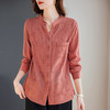 长袖高端外套女士衬衫2026年新款秋装大码女装妈妈上衣纯棉衬衣 商品缩略图0