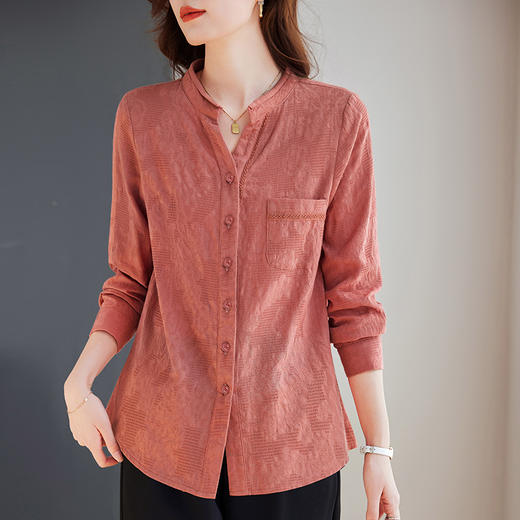 长袖高端外套女士衬衫2026年新款秋装大码女装妈妈上衣纯棉衬衣 商品图0