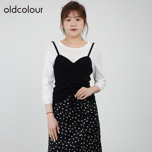 oldcolour欧珂春秋季简约休闲假两件长袖套头衫女GN31052854 商品图1