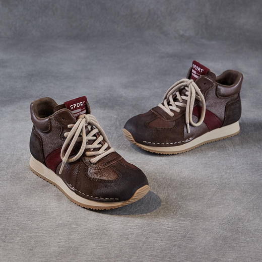 手工真皮复古鞋子，高帮阿甘鞋百搭系带运动休闲旅游鞋ZM258672 商品图3