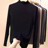 【买一送一】莫代尔半高领打底衫女秋冬内搭黑色长袖针织上衣2025新款春秋莫代尔t恤 商品缩略图1