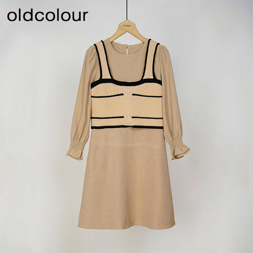 oldcolour秋冬季简约日常通勤长袖连衣裙两件套女GN41103915 商品图0