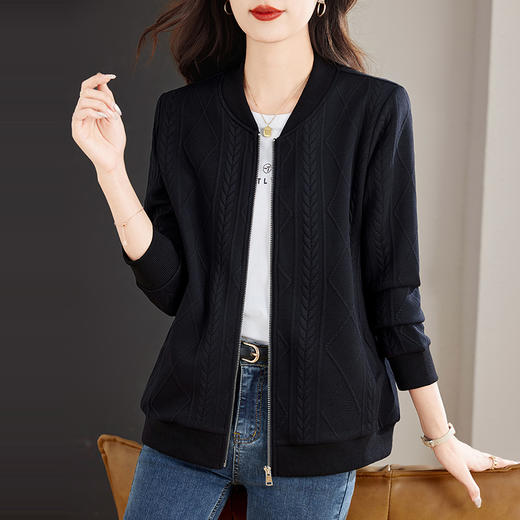 黑色棒球服外套女春秋季2026年新款中年妈妈休闲大码夹克上衣洋气 商品图4