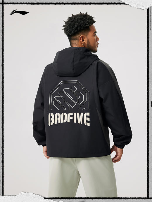 李宁反伍BADFIVE风衣男士开衫长袖外套连帽防风服梭织运动服AFDV005 商品图3