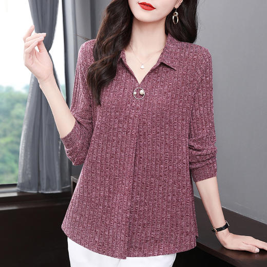 加肥加大码t恤女长袖上衣2026新款春秋女装中年妈妈打底衫中长款 商品图3