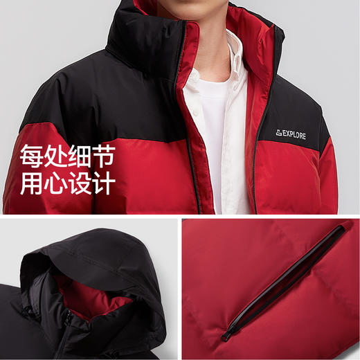 森马羽绒服男防风防水冬季新款宽松连帽鹅绒服厚款面包服外套 商品图2