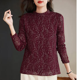 洋气蕾丝打底衫女秋冬2026新款宽松大码女装半高领上衣内搭可外穿