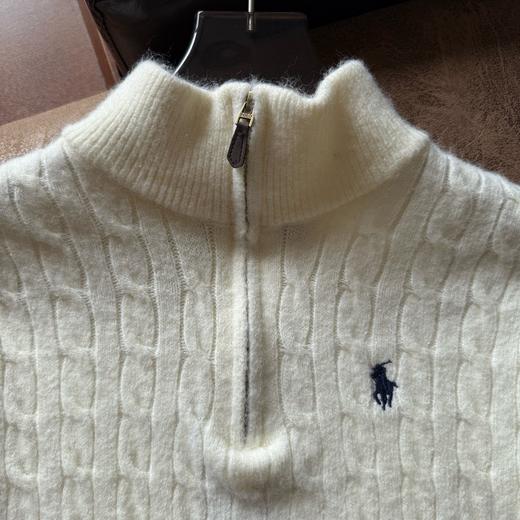 D110426四色半拉链立领小马刺绣绞花编织针织衫毛衣男女同款 商品图12