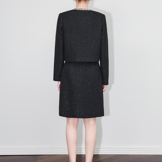 「高货wl」全新升级【铂金会员505/天猫679/差价174】(99658)洛诗琳2025秋冬重工钉钻领亮片小香风外套背心裙两件套 商品图1