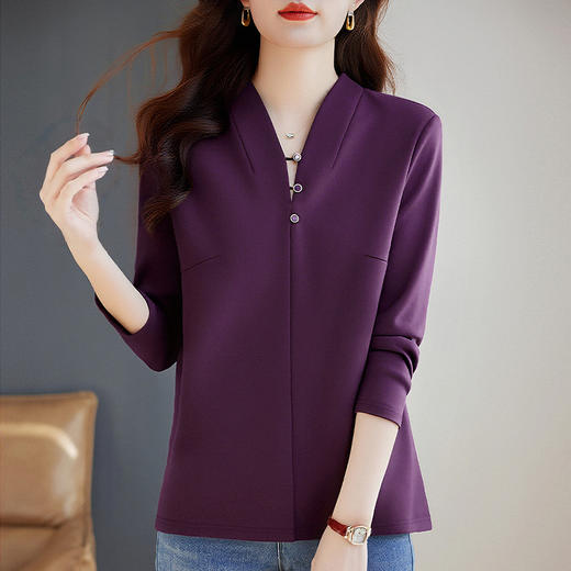 女士宽松t恤长袖秋季新款大码休闲打底衫显瘦遮肉百搭上衣外穿 商品图1