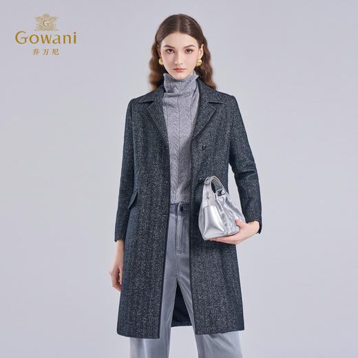 【绵羊毛】乔万尼冬季新款羊毛大衣人字纹商务休闲款亲肤细腻EI4A647 商品图1