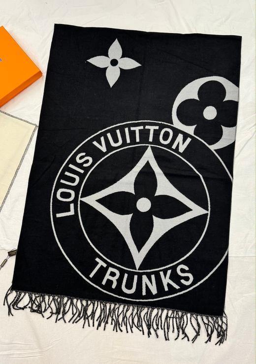 D110432锁头满印双面提花披肩围巾两用款流苏围巾 商品图12