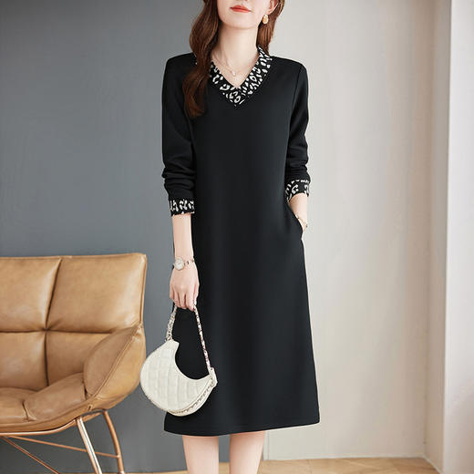 高端长袖连衣裙女士早秋季2026新款高级胖mm大码女装宽松洋气裙子 商品图0