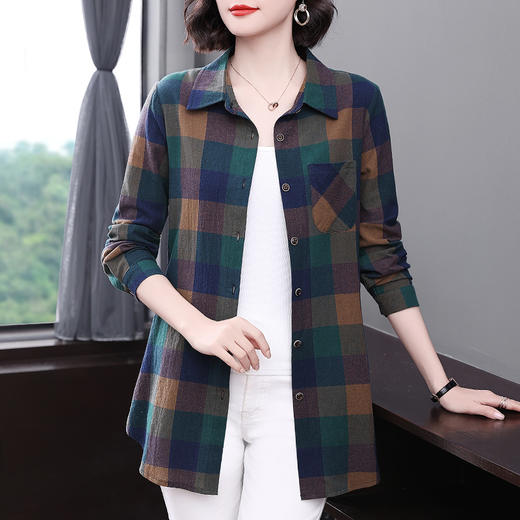 2026春款女装今年流行爆款别致漂亮衬衫复古格子外套长袖上衣百搭 商品图1