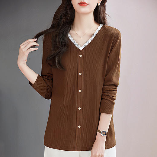 针织打底衫女可外穿遮肚显瘦v领上衣2026新款秋装大码薄款长袖T恤 商品图2